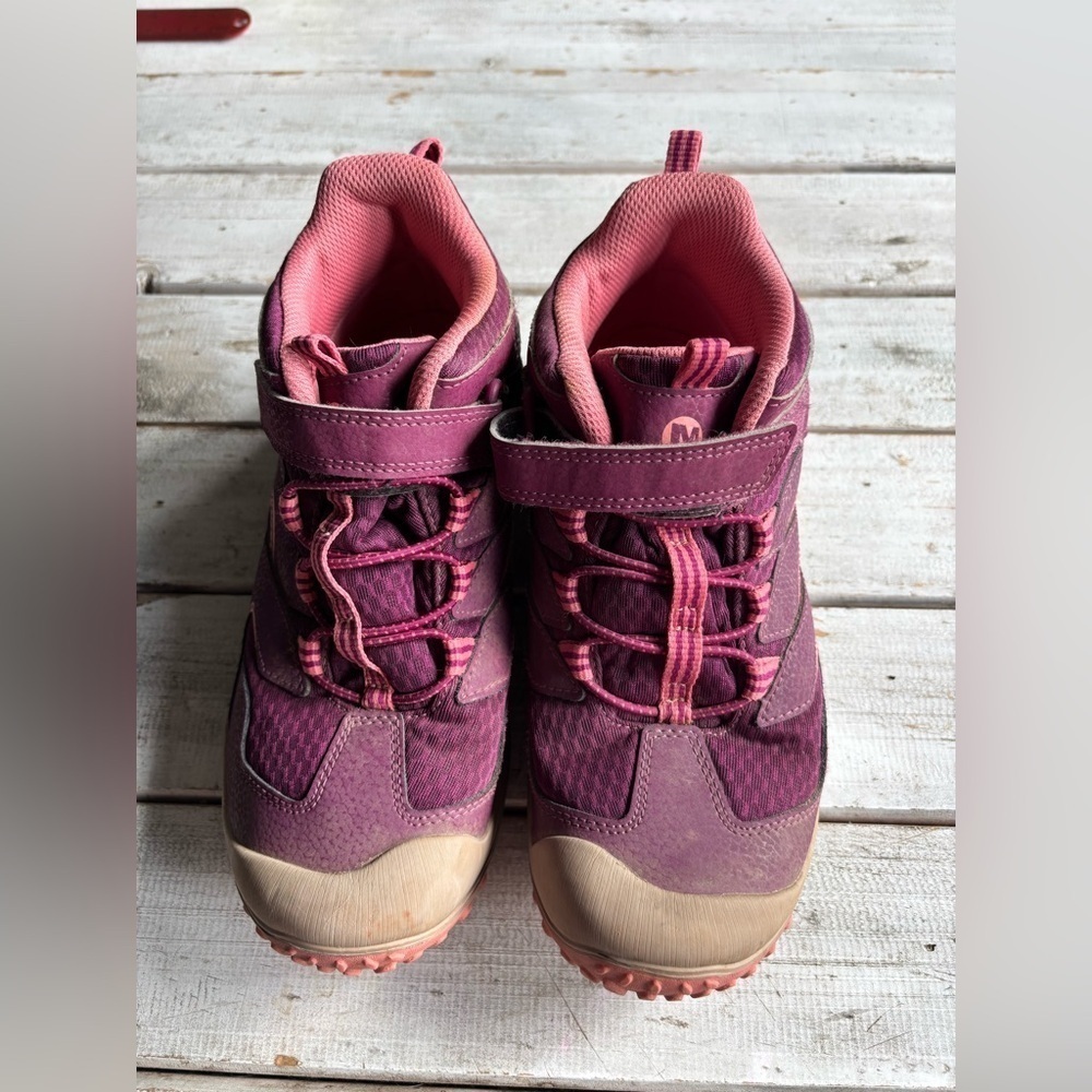 Merrell Chameleon Mid Hiking Boots Kids Berry Purple Waterproof Size 6M